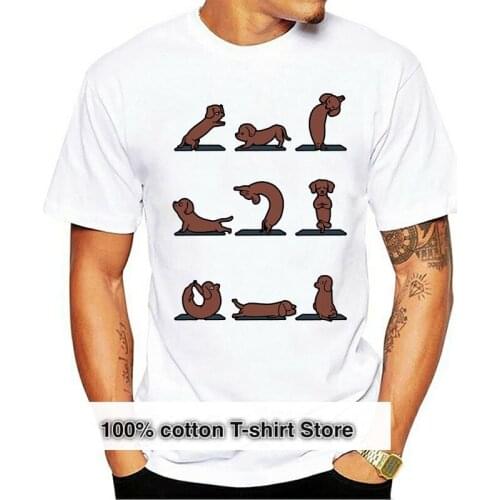 Dachshund Workout Tee Men T Shirt Black Top Cotton T-shirt Funny Tshirt Simple Cartoon Dog Print Adult Clothes Drop Shipping