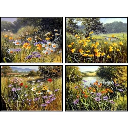 Embroidery Counted Cross Stitch Kits Needlework - Crafts 14 ct DMC Color DIY Arts Handmade Decor - Meadow Flowers Collection