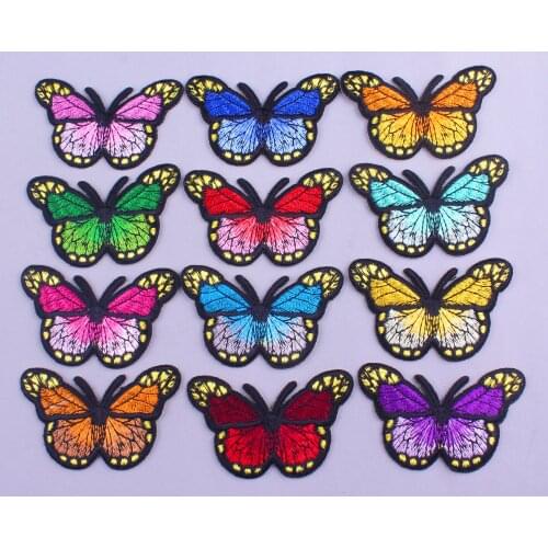 Butterfly Patches Lot Fashion Quality Art Girls Lovely Colorful Dress Embroidered Patch Applique For Crafts Stickers On Fabric