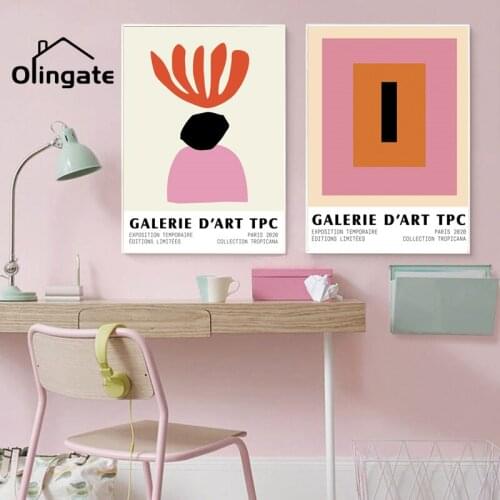 Poster Pink Red Color Block Wall Art Matisse Abstract Artwork Canvas Poster One Piece Wall Picture Bedroom Living Room Decor