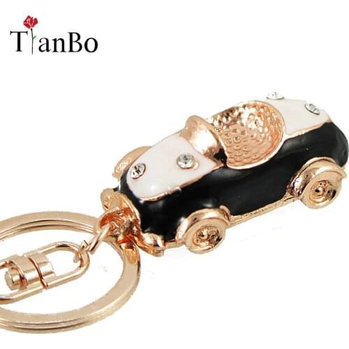 The New style Crystal Car Shape Mens Auto Car Keyring Creative Alloy Metal Keyfob Gift Keychain Chaveiro Key Holder