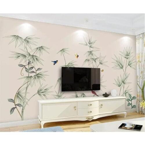 Papel de parede Bamboo flowers birds photo wall mural wallpaper for walls 3 d wall paper for living room home decor