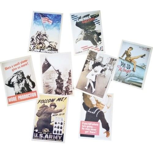 6packs/lot Vintage Style WW2 Military Theme Postcards History Gift Greeting Cards Classic Posters Christmas Gift Wholesale