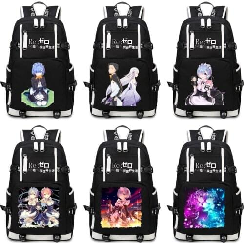 Re:Zero kara Hajimeru Isekai Seikatsu Backpack Anime ram rem Cosplay Nylon School Bag Travel Bags