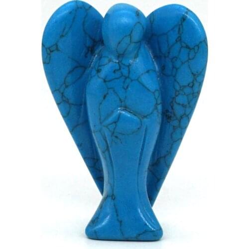 Angel Figurine Miniature Carved Blue Turquoise Stone Healing Statue Crystal Home Decoration Accessories 2 Inch