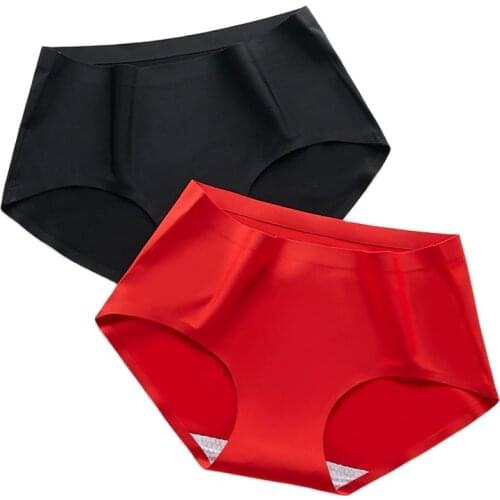 Women Sexy Panties Ice Silk Traceless Lingerie Female Comfortable Soft Underpants Middle Waist Seamless Briefs Lady Underwear