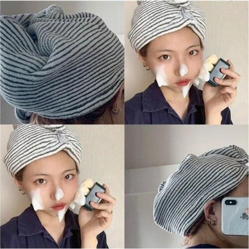 Concise Striped Quick Dry Hair Microfiber Thicken Japanese Style Hair Cap Soft Wrap Women Towel Miraculous Bathroom Spa Turban