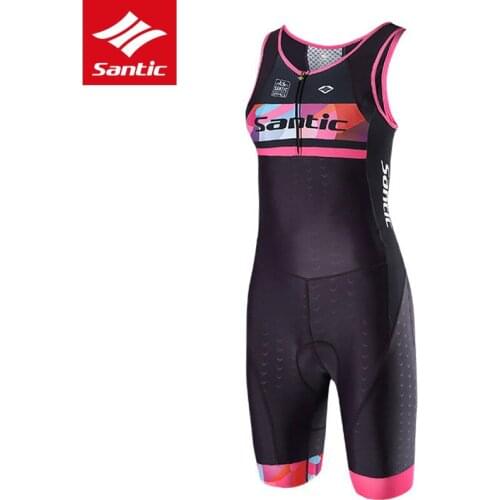 Santic Cycling Jersey 2019 Women Pro Triathlon Cycling Skinsuit Sleeveless One-piece MTB Road Bike Bicycle Jersey Ropa Ciclismo