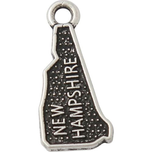 RAINXTAR Wholesale Vintage American States Map Alloy Charms New Hampshire Accessories Charms 10*21mm AAC030
