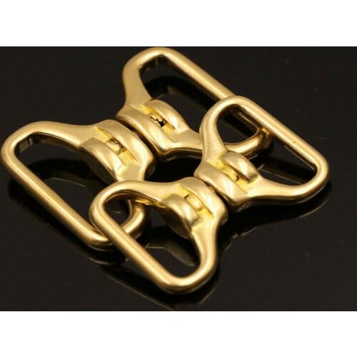 1 x Solid brass Double end swivel eye rotating connector buckle for leather craft belt strap keychain Fob clip Pet rope leashes