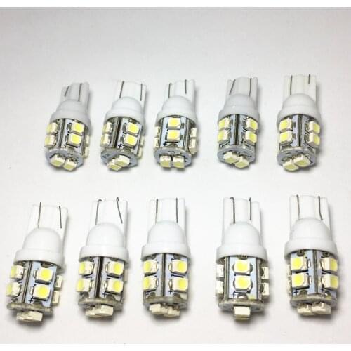 10pcs Car Led Light T10 W5W 168 194 1210 10 SMD LED 3528 SMD Car Auto Motorcycle Led White blue Side Wedge Light Lamp Bulb 12V