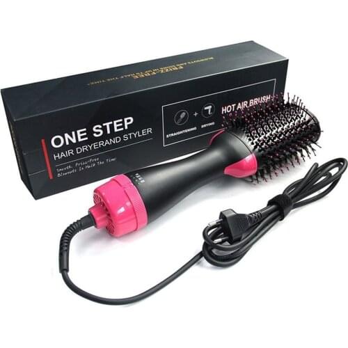 1000W Professional Hair Dryer Brush 2 In 1 Hair Straightener Curler Comb Electric Blow Dryer With Comb Hair Brush Roller Styler