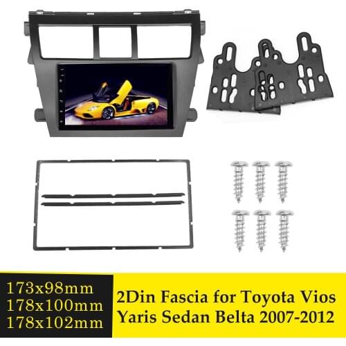 2 DIN Car Radio Fascia Stereo Panel Frame Bezel Adaptor Fitting Kit for TOYOTA Vios 2007-2012 Belta 2005-2008 Yaris Sedan 2006