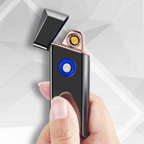 2PCS/LOT New Button Bold Wire Double-sided USB Rechargeable Cigarette Lighter