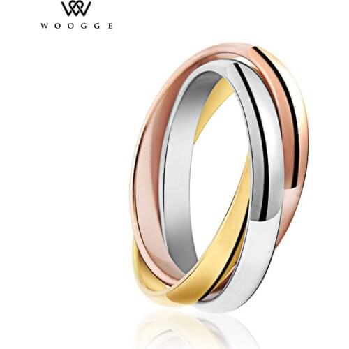 2018 Fashion Jewelry New Unique Design 3 Colors Round Stainless Steel Rings For Women Anillos Mujer Love Rose Gold Wedding Rings