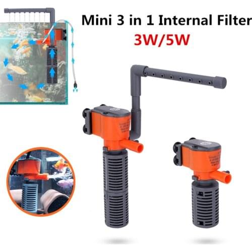 3 in 1 Internal Filter For Aquariums Mini Fish Tank Water Pump Air Oxygen Water Circulation Pump Fish Turtle Sponge Filter 3/5W