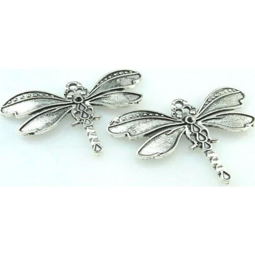 6pcs Antique Silver 43.5*26mm Dragonfly Charms Pendant For Jewelry Making Bracelet Vintage Accessories