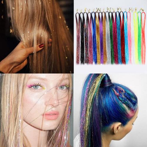 Glitter Shiny Hair Tinsel Party braiding Hair Accessories For women Bling Twinkle Sparkle Hair extensions for braids 150Strands