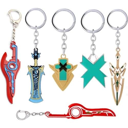 Game Xenoblade Chronicles 2 Keychain MONADO Pyra Mythra Sword Rex Core Chaveiro Weapon Model Pendant KeyRing for Man Fnas Gift