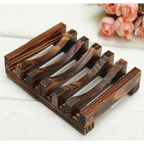 SBLE Wooden Handmade Bathroom Soap Dish Box Container Kitchen Tub Sponge Storage Cup Rack Soap Holder Bathroom Accessories
