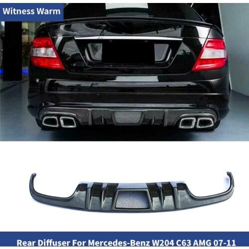 Carbon Fiber Rear Bumper Exhaust Diffuser Lip Spoiler for Mercedes Benz C Class W204 C63 AMG 2007-2011 FRP car body kit
