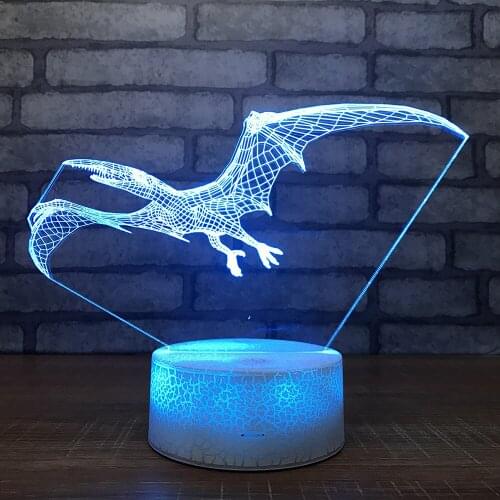 Dinosaur Led Creative 3d Night Lamp New Strange Product Bedside 3d Light Fixtures White base Lovely Led Night Light