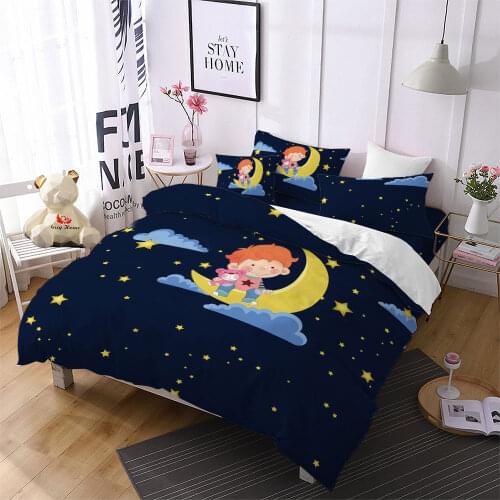 Home Textile Cartoon Lion Bedding Sets Duvet Cover PillowCase Flat Sheet Bear 3Pcs Comforter Bedding Set Kid Bed Linens F