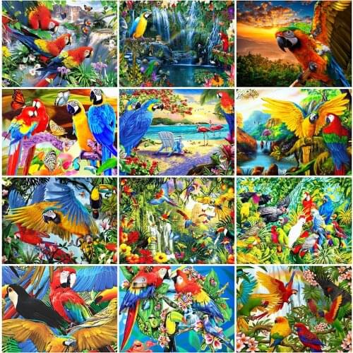 HUACAN 5D DIY Diamond Painting Parrot Full Square Embroidery Animal Mosaic Handmade Home Decor