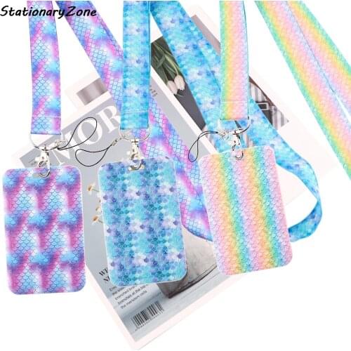 JY014 New Cartoon Mermaid Fish Scales Lanyard Neck Strap for Key ID Card Cell Phone Straps Badge Holder Fashion Accessories