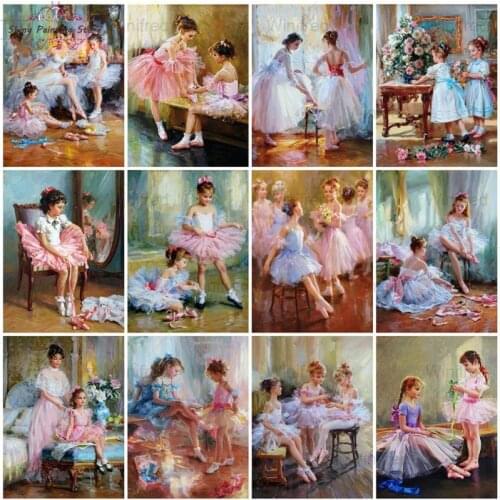 Ballet Girls DIY Diamond Painting Cross Stitch Kit Girl Portrait Picture Mosaic Diamond Embroidery Handmade Gift Home Decoration