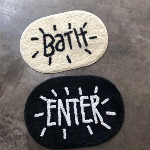 Dropship Black and white letters Enter Bath Indoor Absorbs Doormat Non Slip Door Mat for Front Door Inside Floor Entrance Rug