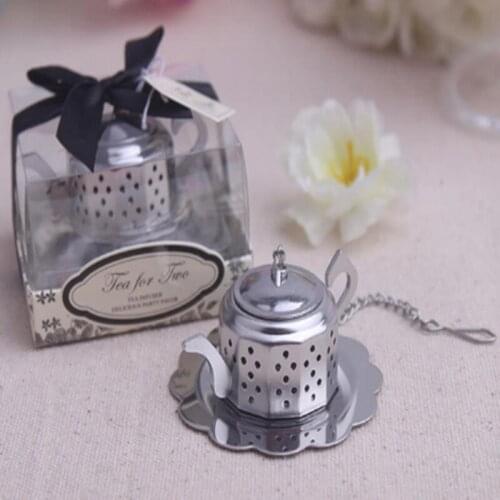 50piece/lot Creative tea strainer for wedding gift of small stainless steel teapot
