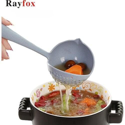 Rayfox Kitchen Utensils Accessories 2 In 1 Long Handle Soup Spoon Kitchenware Strainer Kitchen Cooking Tools Gadgets Supplies