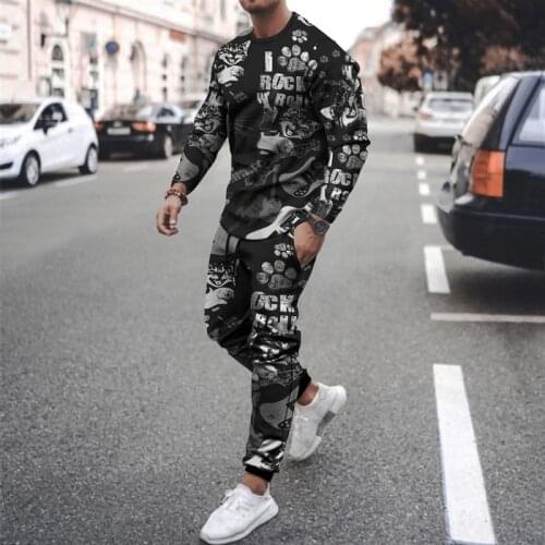 2021 summer T-shirt pants two-piece mens casual sports suit 3D printing sportswear fashion mens clothing