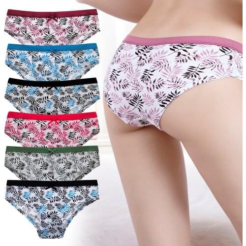 LOBBPAJA Lot 6 PCS Women Cotton Underwear Ladies Pantites Leaves Low Rise Sexy Hipster Briefs Underpants Knickers Lingerie 490