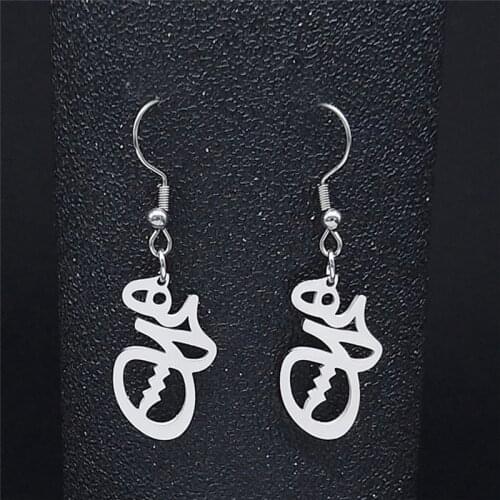 Fashion Persian Stainless Steel Drop Earings Women Silver Color Love Earring Jewelry acero inoxidable joyeria EXS02