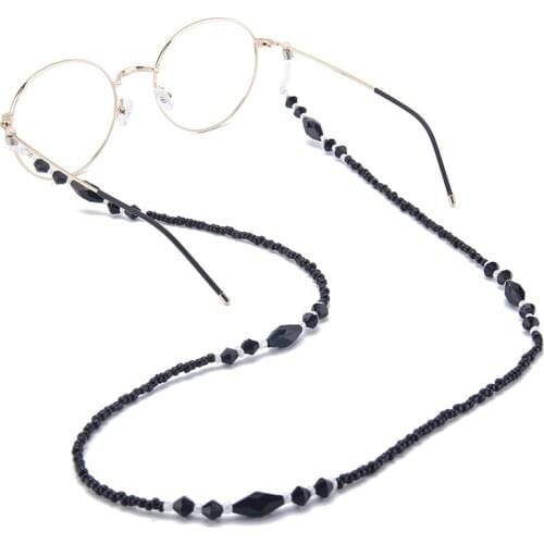Fashion Chic Womens Sunglasses Chain Black Wearing Neck Holding Beaded Lanyard Cord Accessories Rope neck strap Beaded Lanyard