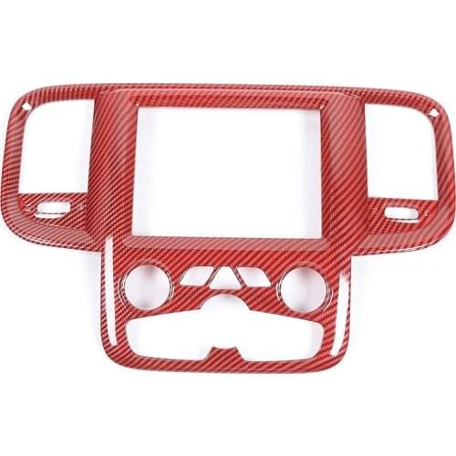 Navigation Panel Screen Dash Board Air Conditioning Vent Trim Cover for Dodge RAM 2011-2018 Accessories,Red Carbon Fiber