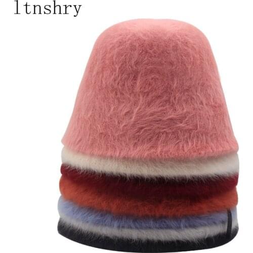 2021 New bucket hat Lamb wool hat Hat winter womens warm Fishing Caps Faux Fur Printed Bucket Hat Men Women tide Dome Hats