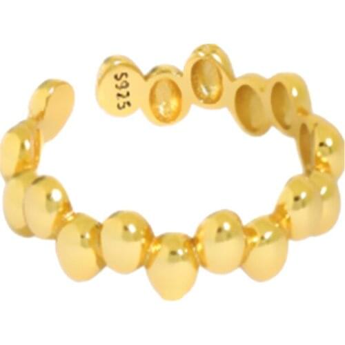 2021 New Tibetan Silver Geometric Oval Glossy Korean Fashion Simple Design Female Punk Hip Hop Open Ring Girlfriend Party Gift