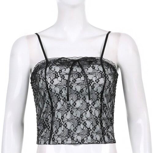 New sexy black lace slim bow sling womens camisole