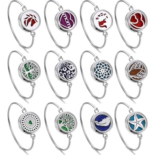Wholesale Perfume Bracelet Essential Oil Diffuser Floating Locket Diffuser Bracelet Tree Stainless Steel Aromatherapy Bracelet
