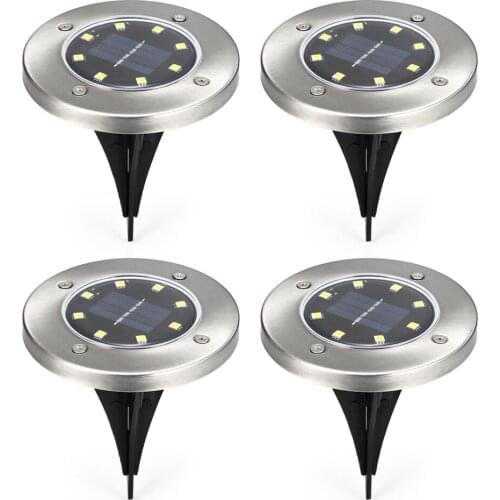 Original 4PCS Solar Ground Light 8 LEDs Solar Powered IP65 Waterproof Ground Lamp For Outdoor Fence Garden Decoration