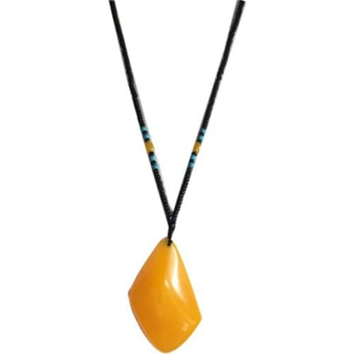 Wholesal Beads Necklace For Decorate Sweater Jewelry Irregular Shape Yellow Imitation Beeswax Vintage Pendant For Women