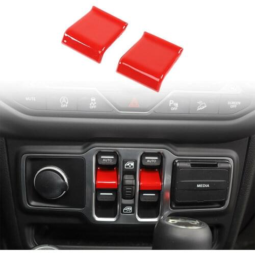 Window Lift Switch Adjust Button Cover Trim Red Fit For 2018+ for Jeep Wrangler JL