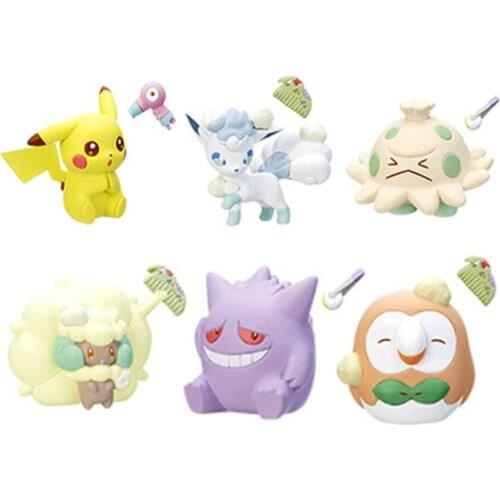 Pokemon Anime Figure Gacha Toys Pikachu Vulpix Gengar Rowlet Shroomish Whimsicott Action Figure collection Model Kids Gifts