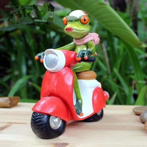 Resin Cool Frog Riding Motorcycle Figurine Home Decoration Accessories Desk Sculpture Ornament