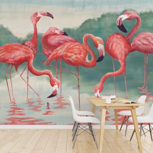 Custom 3d mural European simple fashion large mural living room bedroom TV backdrop wallpaper Flamingo mural