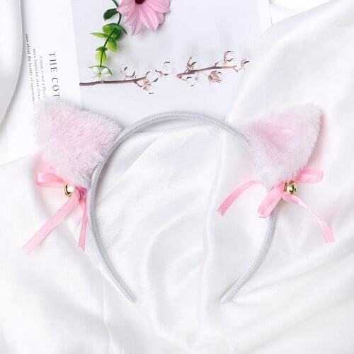 1PC Women Girls Headbands Night Party Club Bar Decorate Lovely Plush Cat Ear Head Clip Anime Cosplay Small Bell Hair Accessories