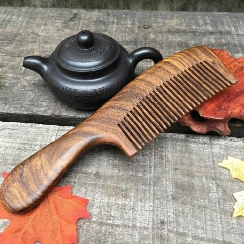 1pc Unisex Sandalwood Comb Women Men Home Travel Wood Anti-static Fine-tooth Comb Wooden Handles high quanlity